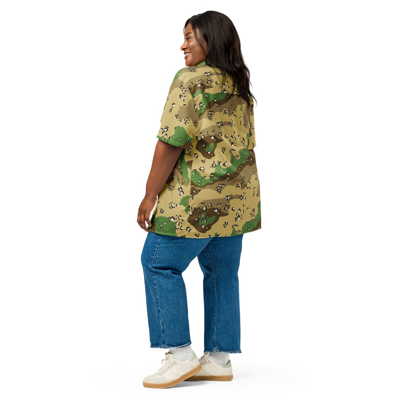 Chocolate Chip Turkmenistan Desert CAMO Unisex Short-Sleeve Button Shirt - Button-Up