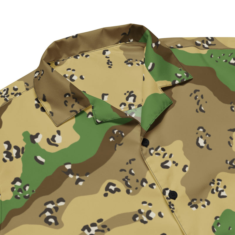 Chocolate Chip Turkmenistan Desert CAMO Unisex Short-Sleeve Button Shirt - Button-Up