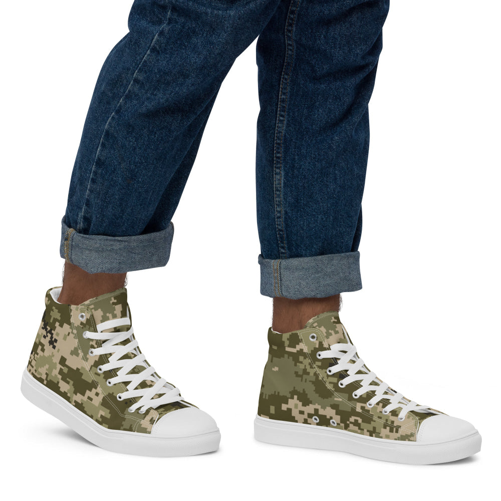 Ukrainian MM14 Arid Desert CAMO Men’s high top canvas shoes - Mens High Top Canvas Shoes