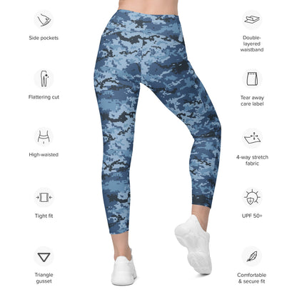 Ukrainian MM14 Navy CAMO Leggings with pockets - Womens With Pockets