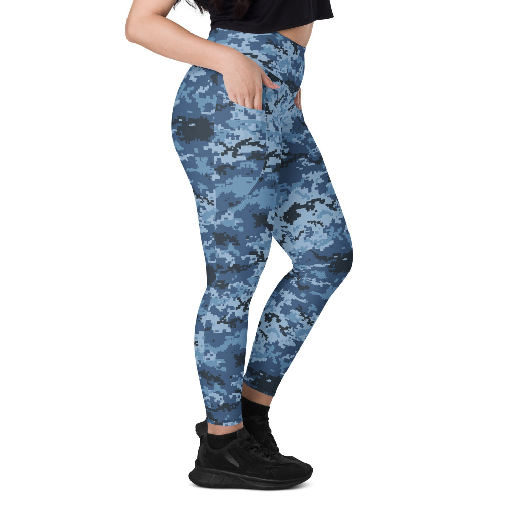 Ukrainian MM14 Navy CAMO Leggings with pockets - Womens With Pockets