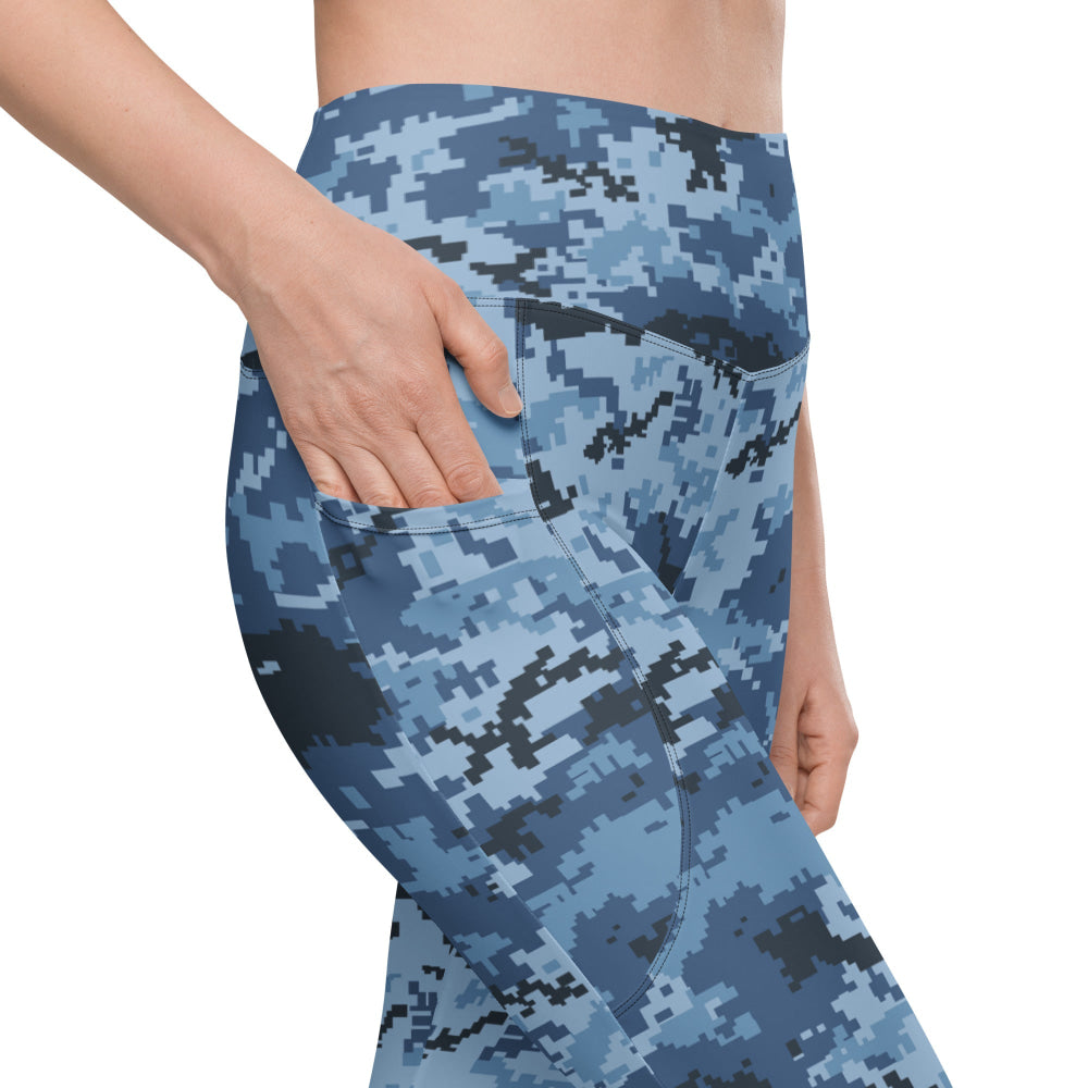 Ukrainian MM14 Navy CAMO Leggings with pockets - Womens With Pockets