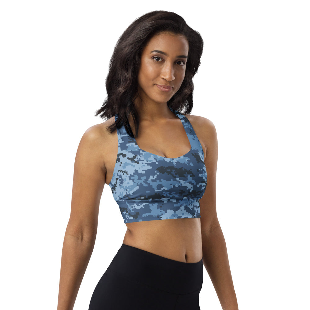 Ukrainian MM14 Navy CAMO Longline sports bra - Womens Sports Bra