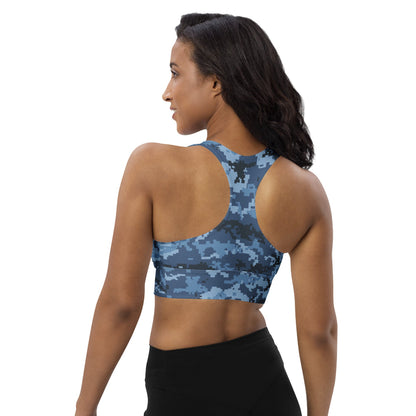 Ukrainian MM14 Navy CAMO Longline sports bra - Womens Sports Bra