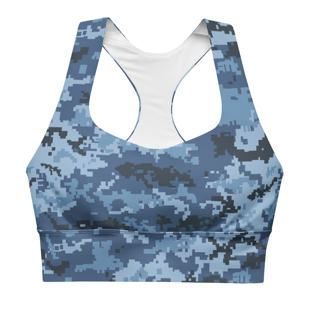 Ukrainian MM14 Navy CAMO Longline sports bra - Womens Sports Bra