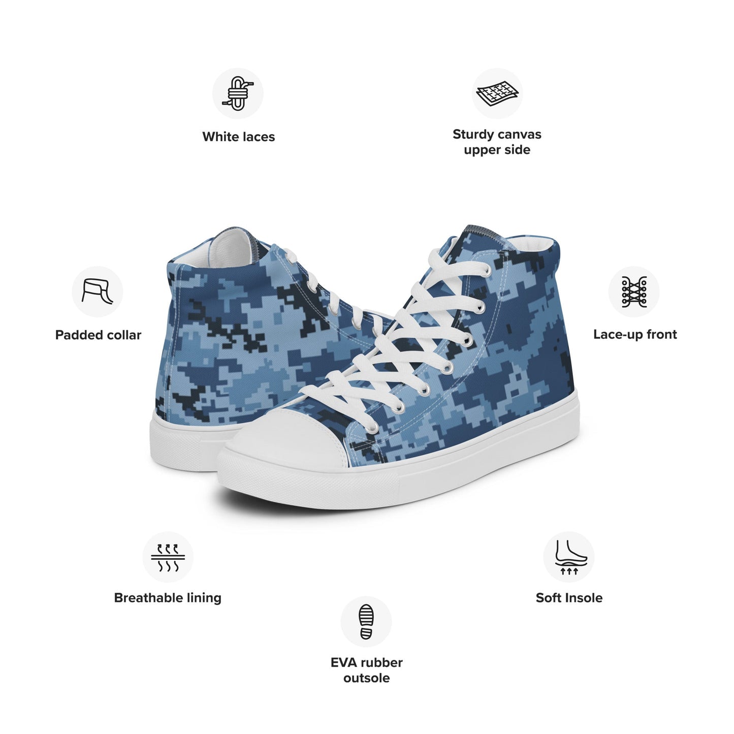 Ukrainian MM14 Navy CAMO Mens high top canvas shoes - High Top Canvas Shoes