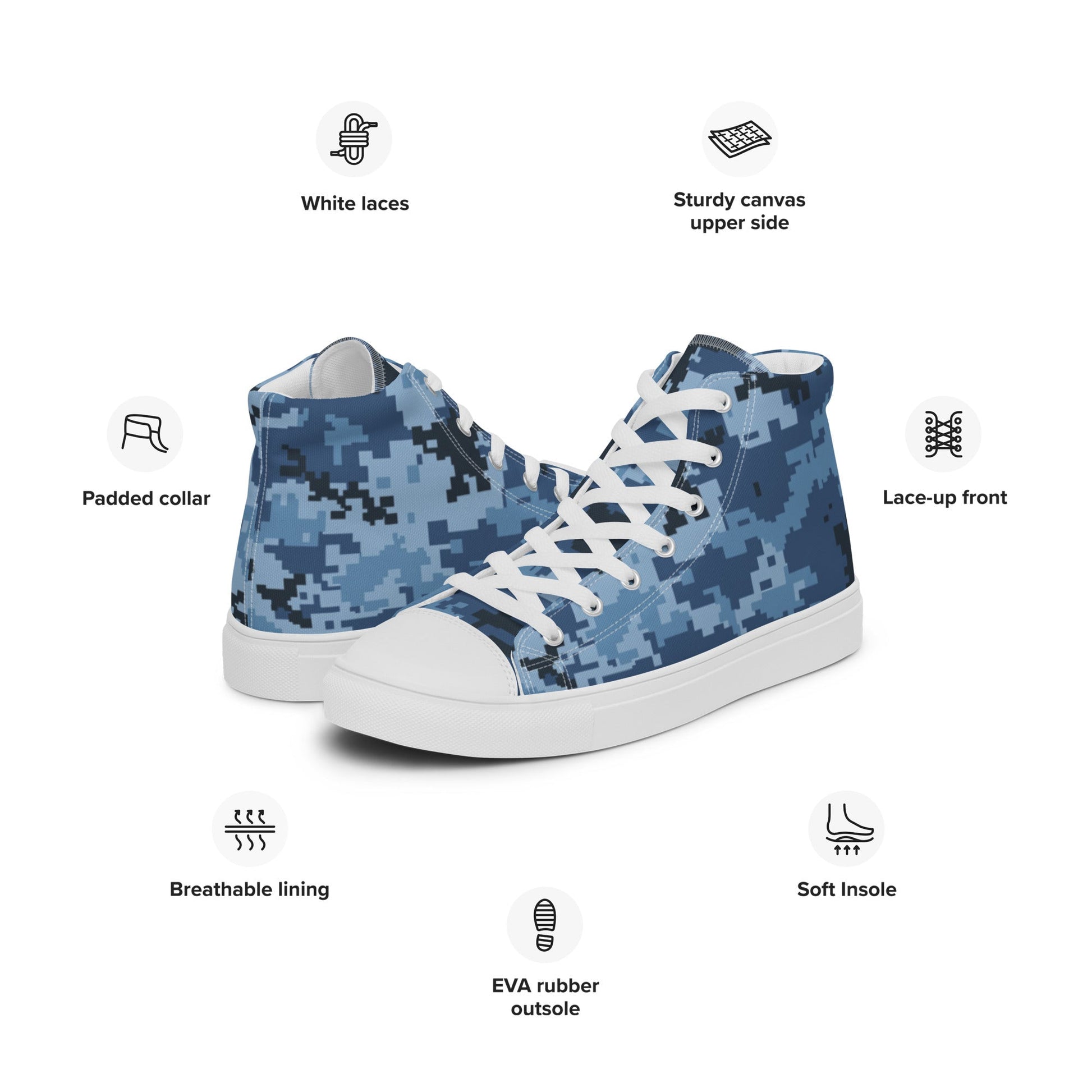 Ukrainian MM14 Navy CAMO Mens high top canvas shoes - High Top Canvas Shoes