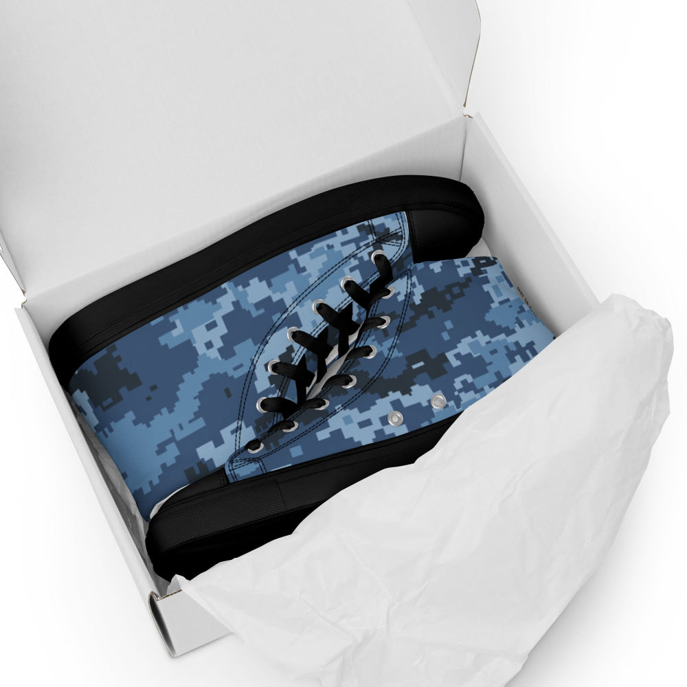 Ukrainian MM14 Navy CAMO Men’s high top canvas shoes - Mens High Top Canvas Shoes