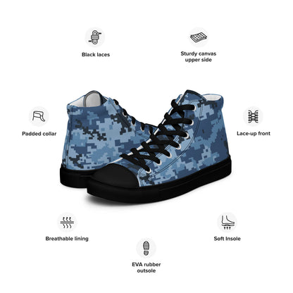 Ukrainian MM14 Navy CAMO Men’s high top canvas shoes - Mens High Top Canvas Shoes