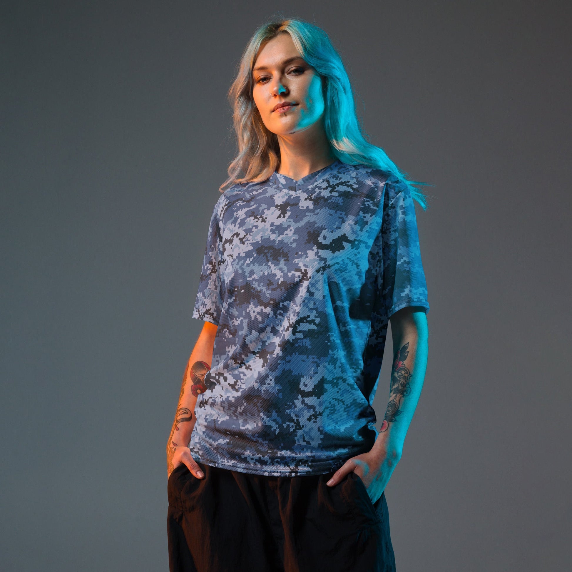 Ukrainian MM14 Navy CAMO unisex sports jersey - Sports Jerseys