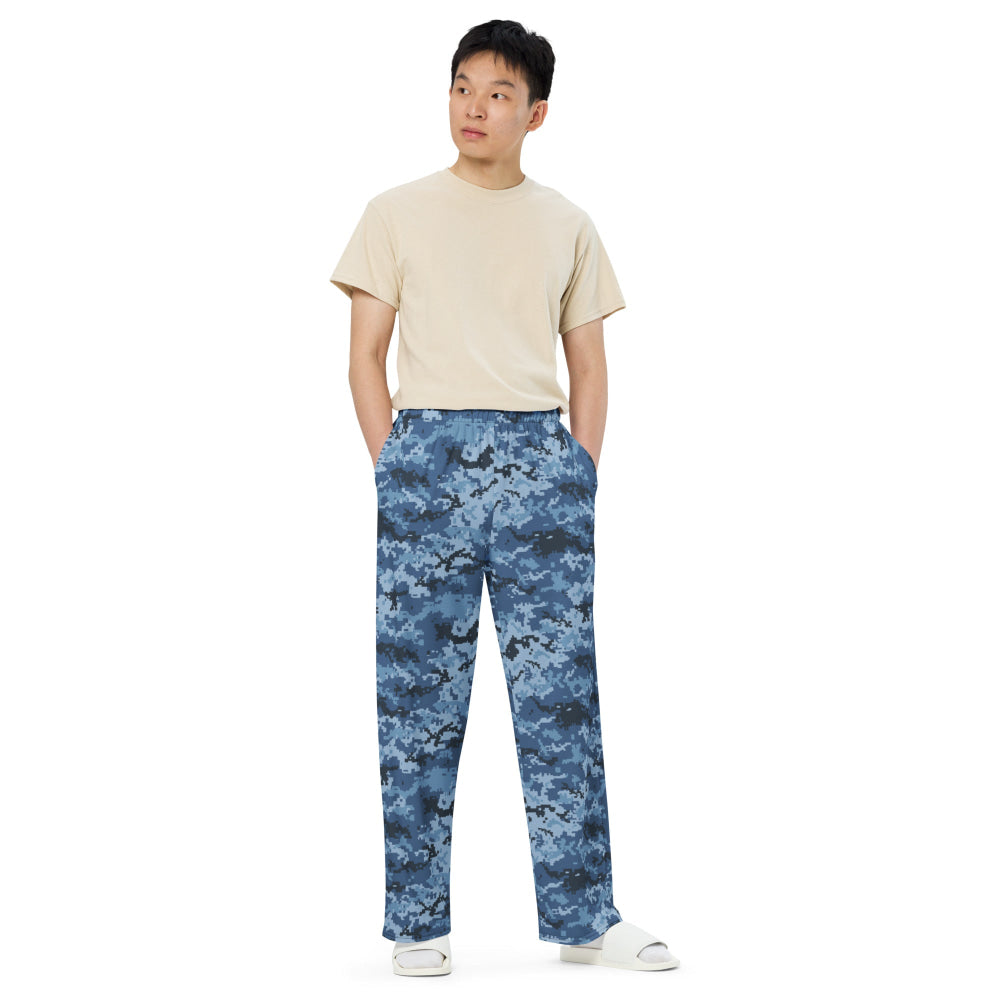 Ukrainian MM14 Navy CAMO unisex wide-leg pants - Unisex Wide-Leg Pants