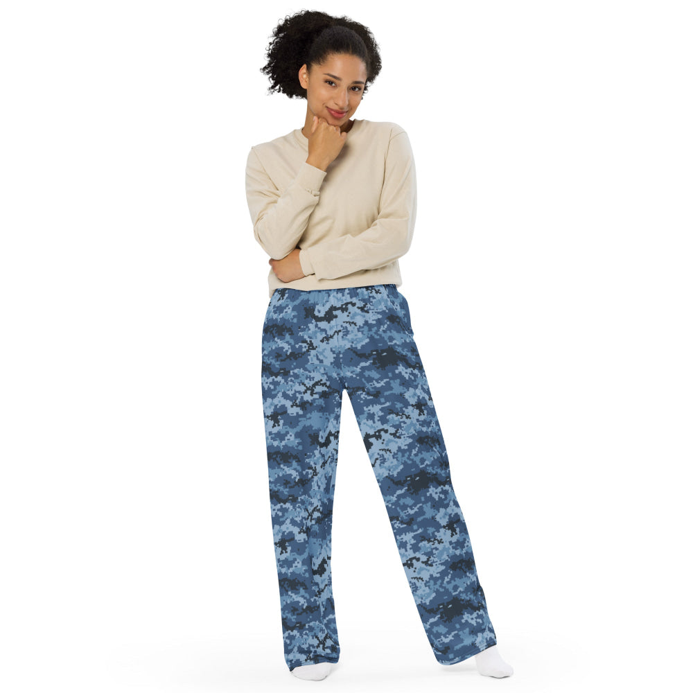 Ukrainian MM14 Navy CAMO unisex wide-leg pants - Unisex Wide-Leg Pants