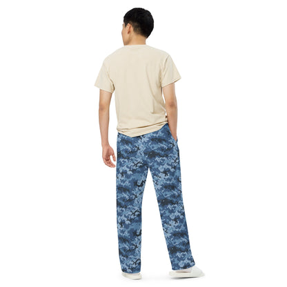 Ukrainian MM14 Navy CAMO unisex wide-leg pants - Unisex Wide-Leg Pants