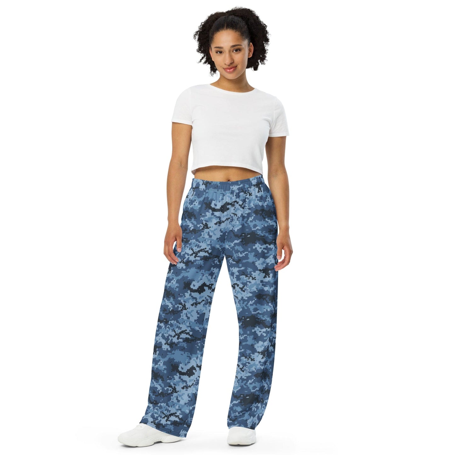 Ukrainian MM14 Navy CAMO unisex wide-leg pants - Unisex Wide-Leg Pants