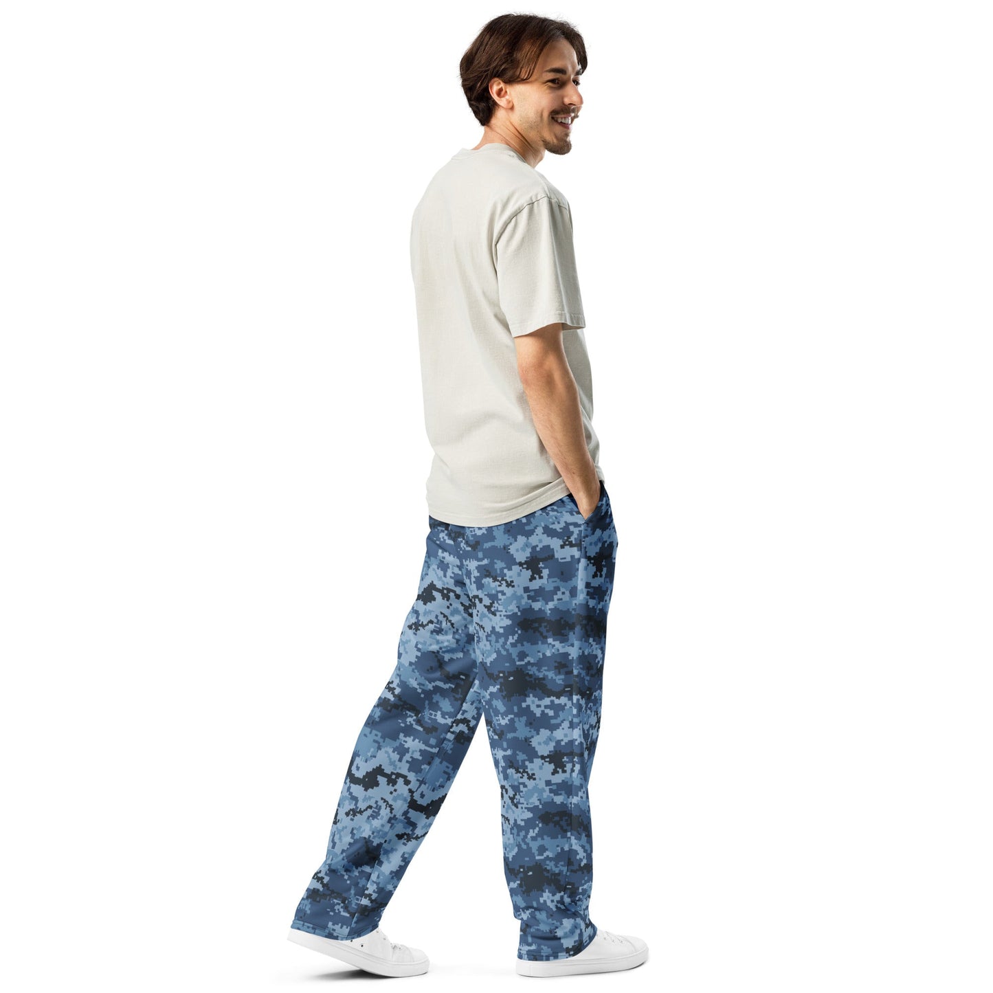 Ukrainian MM14 Navy CAMO Wide-leg joggers - Joggers