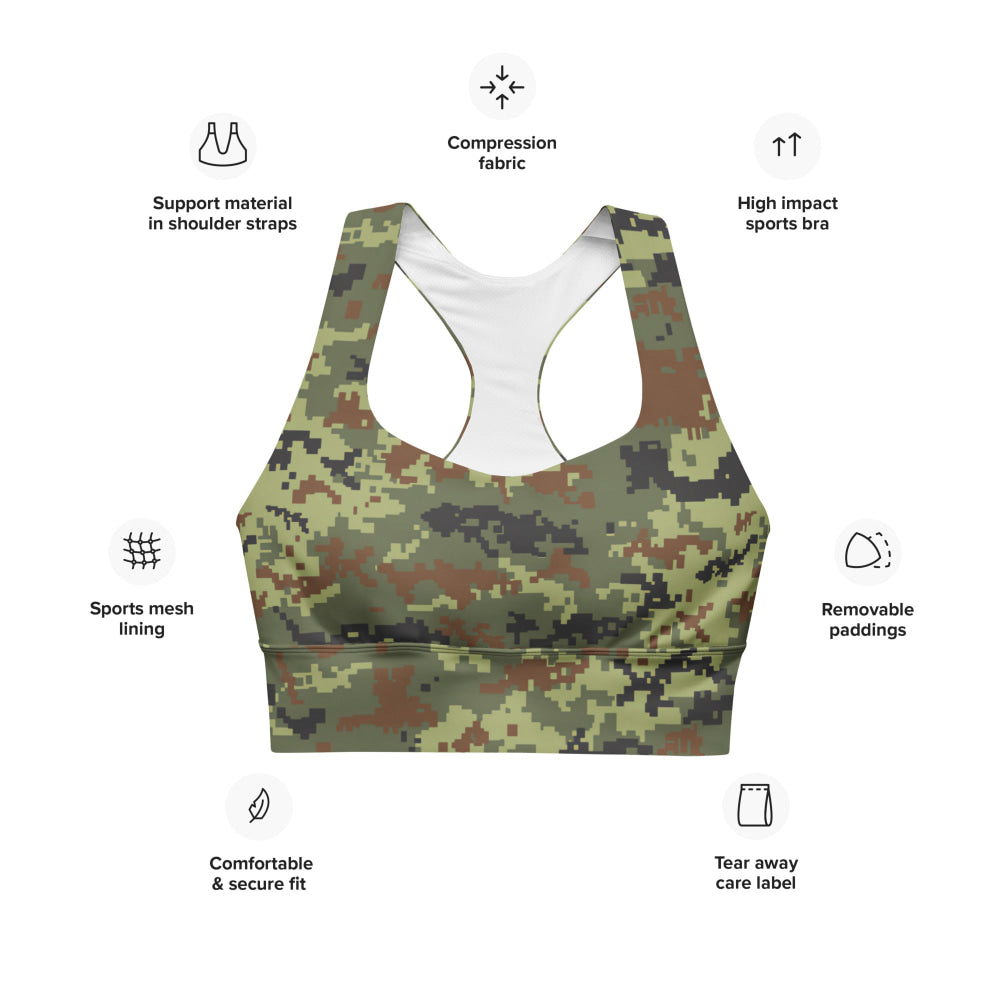 Ukrainian MM14 Woodland CAMO Longline sports bra - Womens Sports Bra