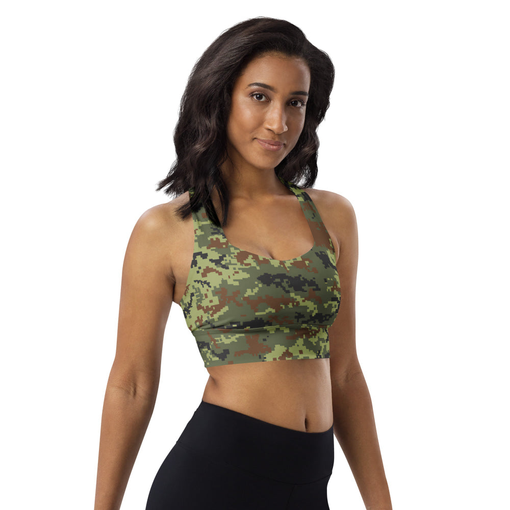 Ukrainian MM14 Woodland CAMO Longline sports bra - Womens Sports Bra