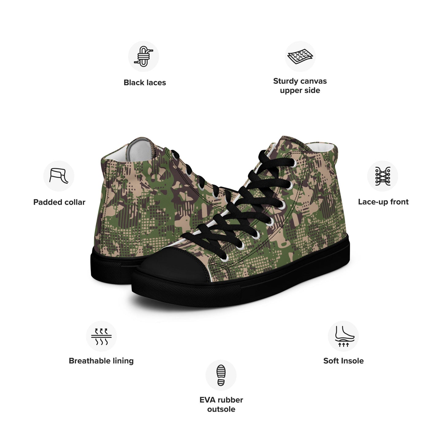 Ukrainian Predator CAMO Mens high top canvas shoes - High Top Canvas Shoes
