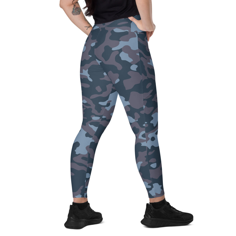 Ukrainian Special Police Dubok Amoeba Blue Urban CAMO Leggings with pockets - 2XS - Womens With Pockets