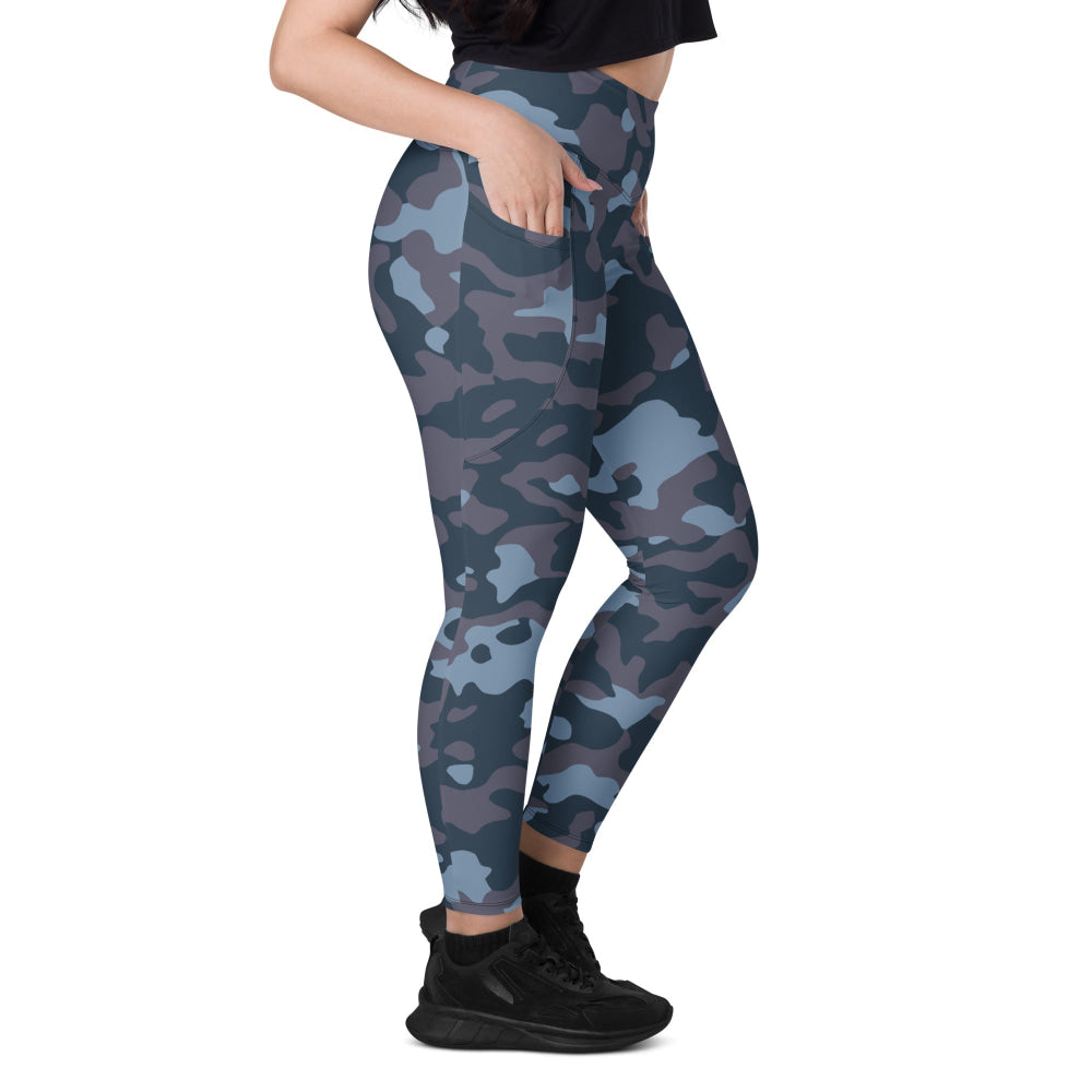 Ukrainian Special Police Dubok Amoeba Blue Urban CAMO Leggings with pockets - Womens With Pockets