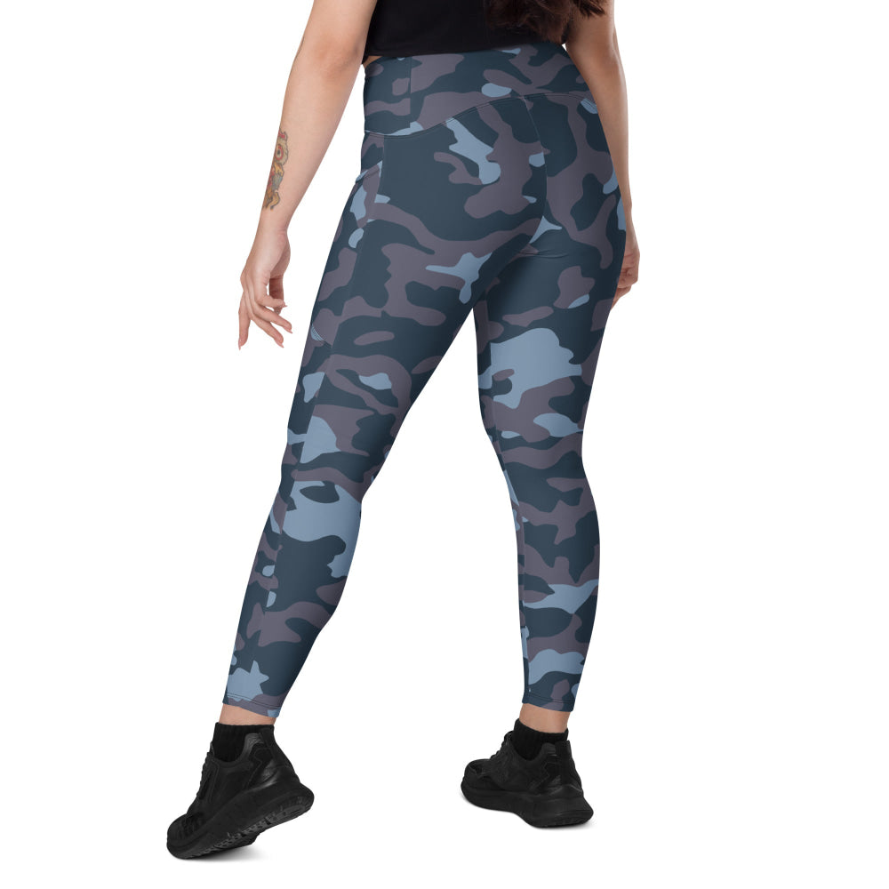 Ukrainian Special Police Dubok Amoeba Blue Urban CAMO Leggings with pockets - Womens With Pockets