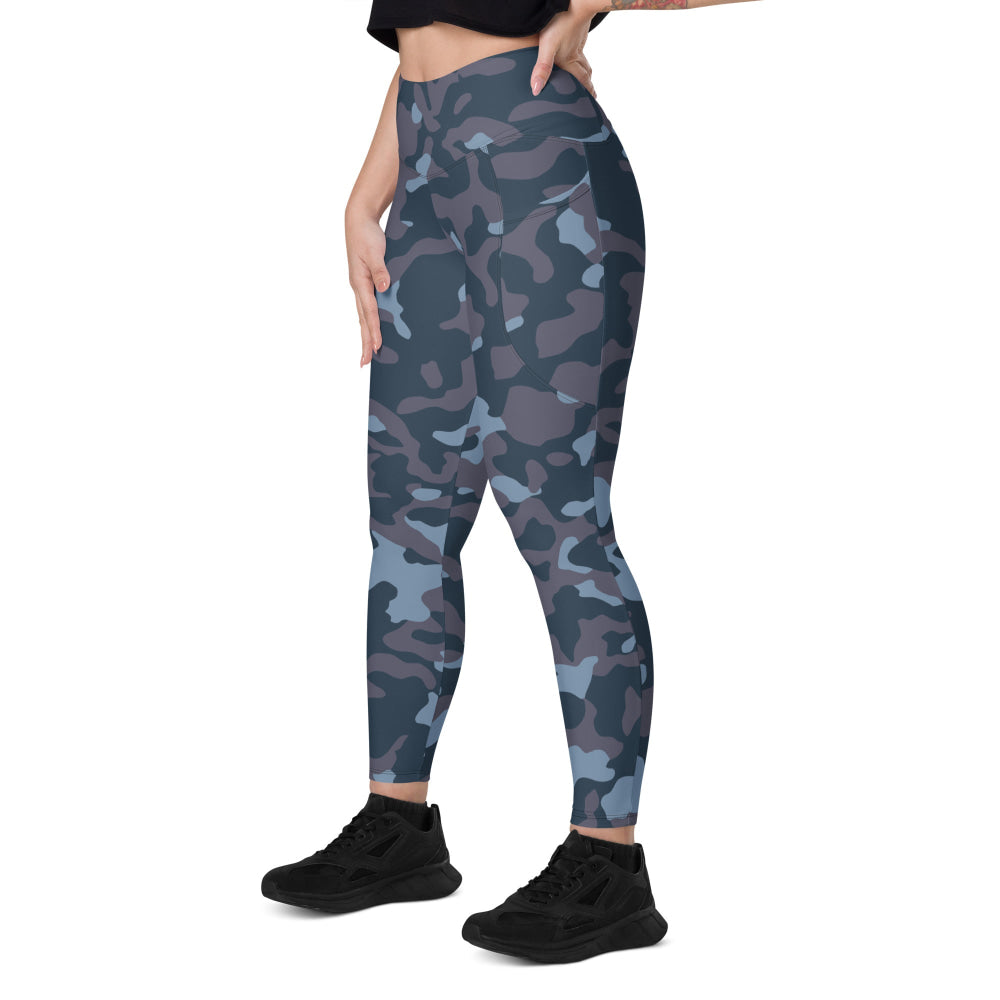 Ukrainian Special Police Dubok Amoeba Blue Urban CAMO Leggings with pockets - Womens With Pockets