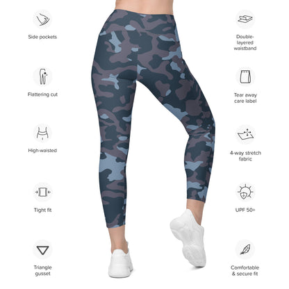 Ukrainian Special Police Dubok Amoeba Blue Urban CAMO Leggings with pockets - Womens With Pockets