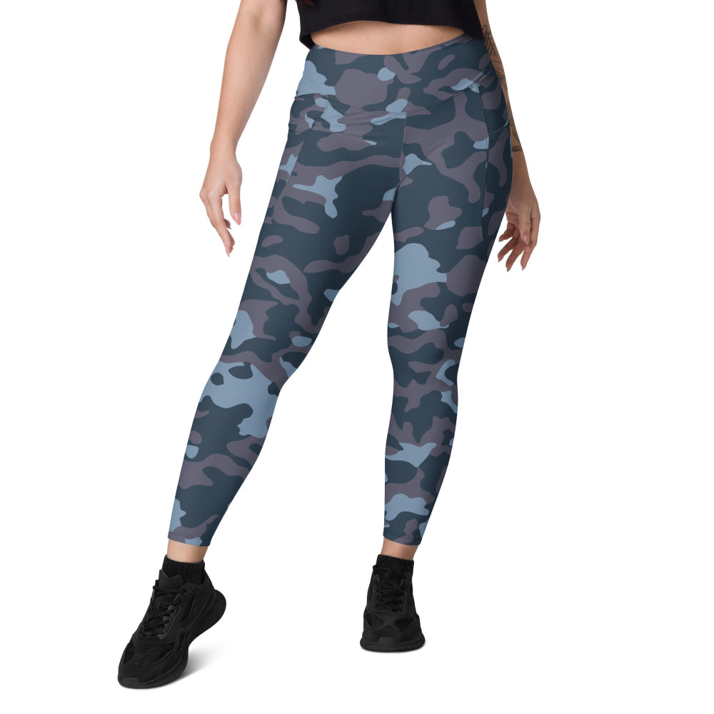 Ukrainian Special Police Dubok Amoeba Blue Urban CAMO Leggings with pockets - Womens With Pockets