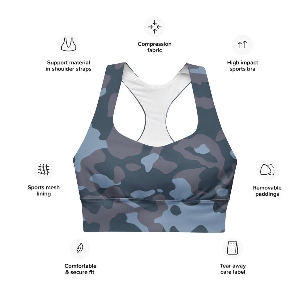 Ukrainian Special Police Dubok Amoeba Blue Urban CAMO Longline sports bra - Womens Sports Bra