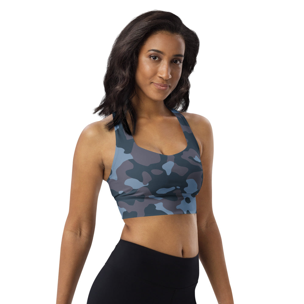 Ukrainian Special Police Dubok Amoeba Blue Urban CAMO Longline sports bra - Womens Sports Bra