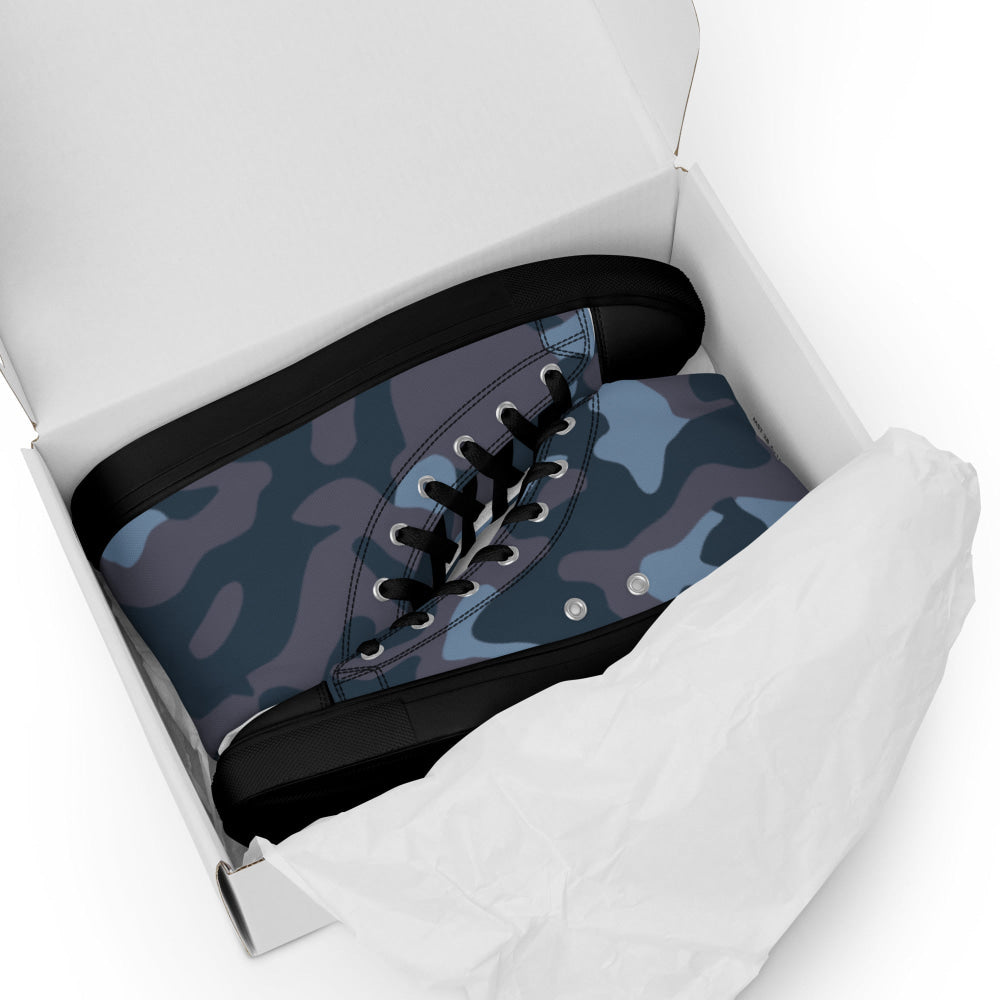 Ukrainian Special Police Dubok Amoeba Blue Urban CAMO Men’s high top canvas shoes - Mens High Top Canvas Shoes