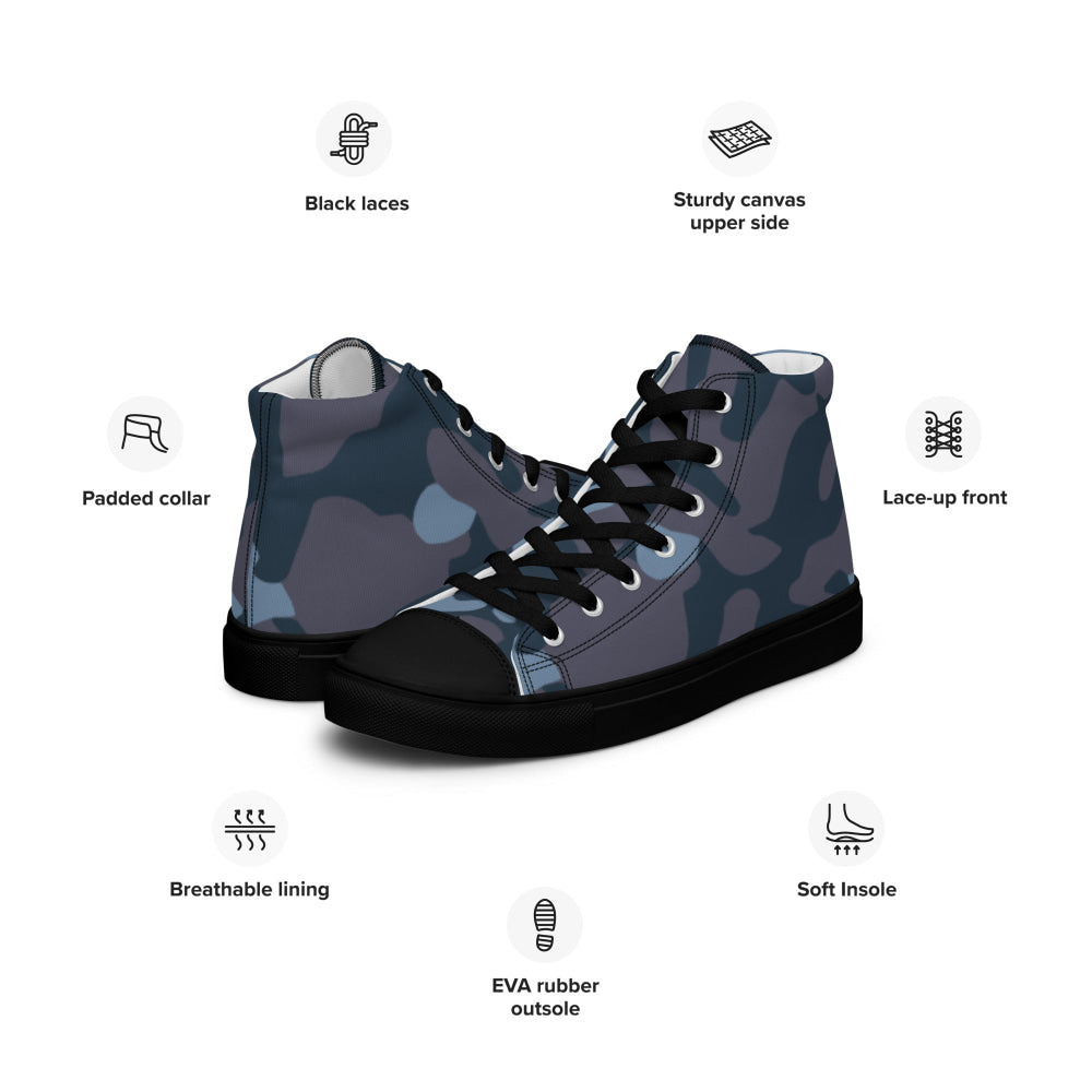 Ukrainian Special Police Dubok Amoeba Blue Urban CAMO Men’s high top canvas shoes - Mens High Top Canvas Shoes