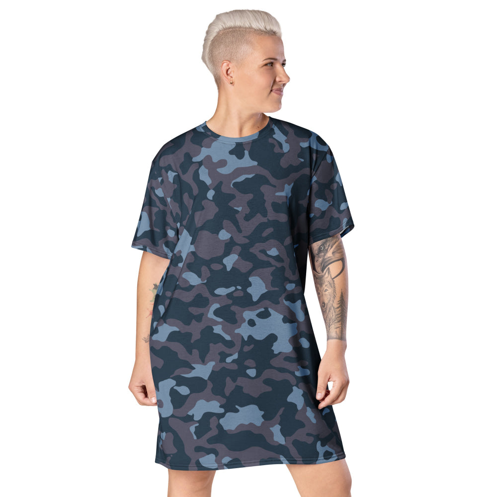 Ukrainian Special Police Dubok Amoeba Blue Urban CAMO T-shirt dress - 2XS - Womens T-Shirt Dress