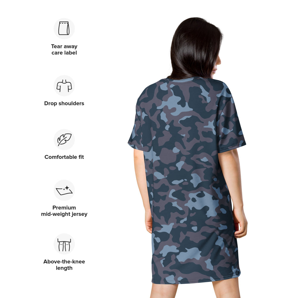 Ukrainian Special Police Dubok Amoeba Blue Urban CAMO T-shirt dress - Womens T-Shirt Dress