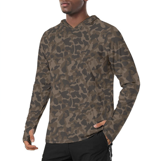 Ukrainian TTsKO Bytan Mountain CAMO Men’s Sunscreen Sports Hoodie With Thumb Holes - S / White - Mens