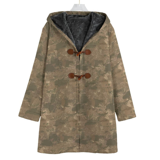 Ukrainian Varan CAMO Men’s Horn Buckle Sherpa Coat - S / White - Mens Horn Buckle Sherpa Coat