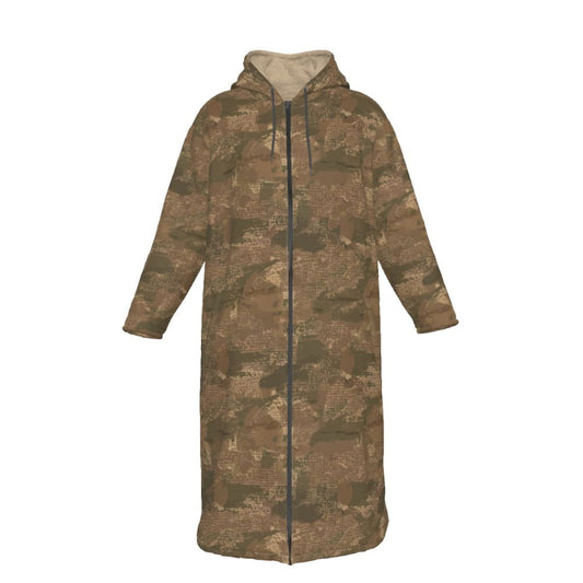 Ukrainian Varan CAMO Men’s Sherpa Zip Up Long Coat - S / White - Mens Sherpa Zip Up Long Coat