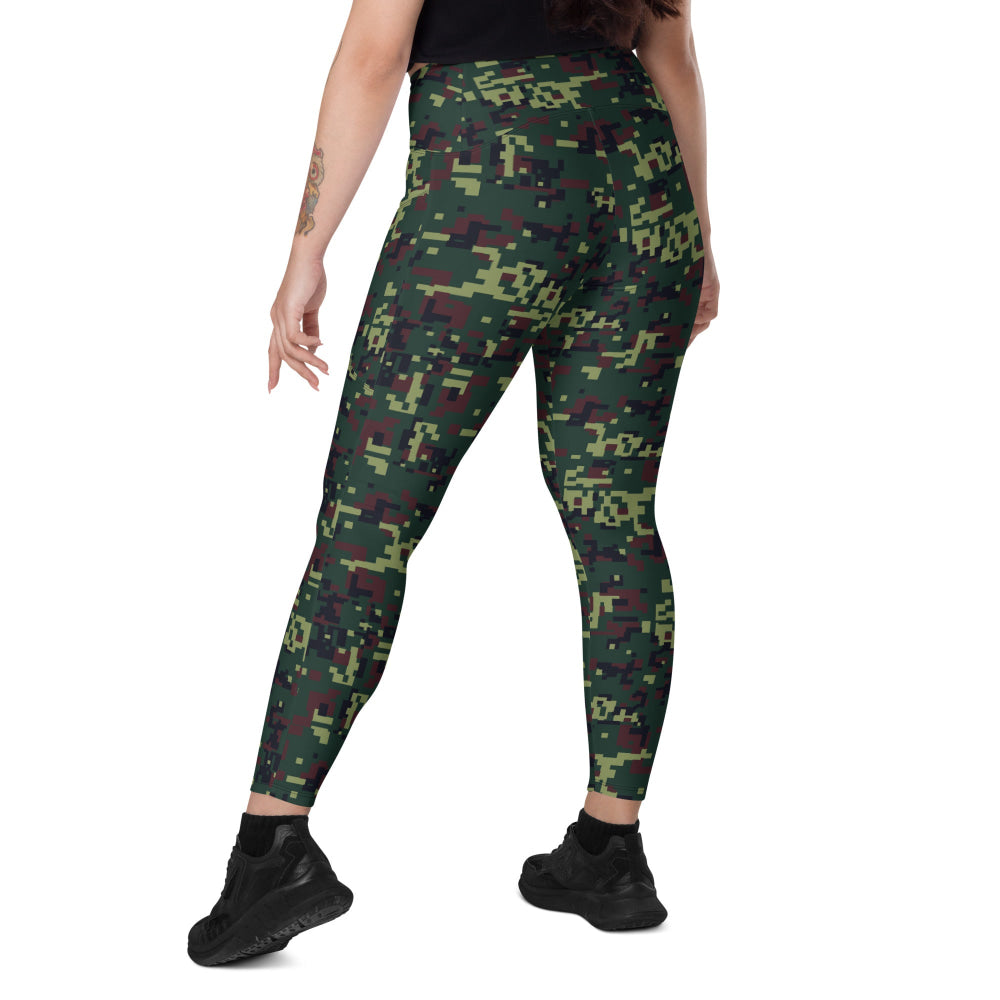 Vietnamese K18 Woodland Digital CAMO Leggings with pockets - Womens With Pockets