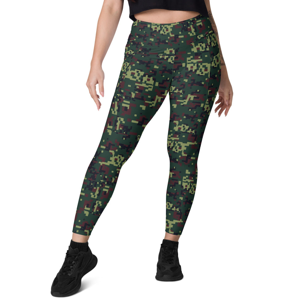 Vietnamese K18 Woodland Digital CAMO Leggings with pockets - Womens With Pockets