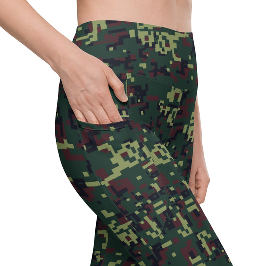 Vietnamese K18 Woodland Digital CAMO Leggings with pockets - Womens With Pockets