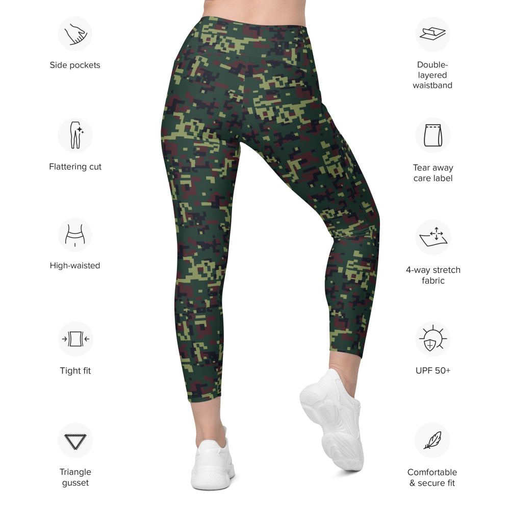 Vietnamese K18 Woodland Digital CAMO Leggings with pockets - Womens With Pockets