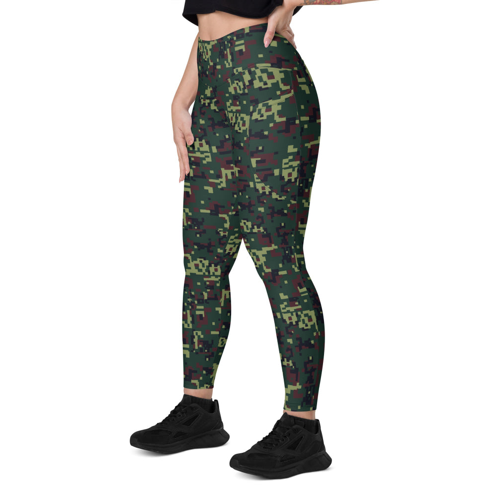 Vietnamese K18 Woodland Digital CAMO Leggings with pockets - Womens With Pockets