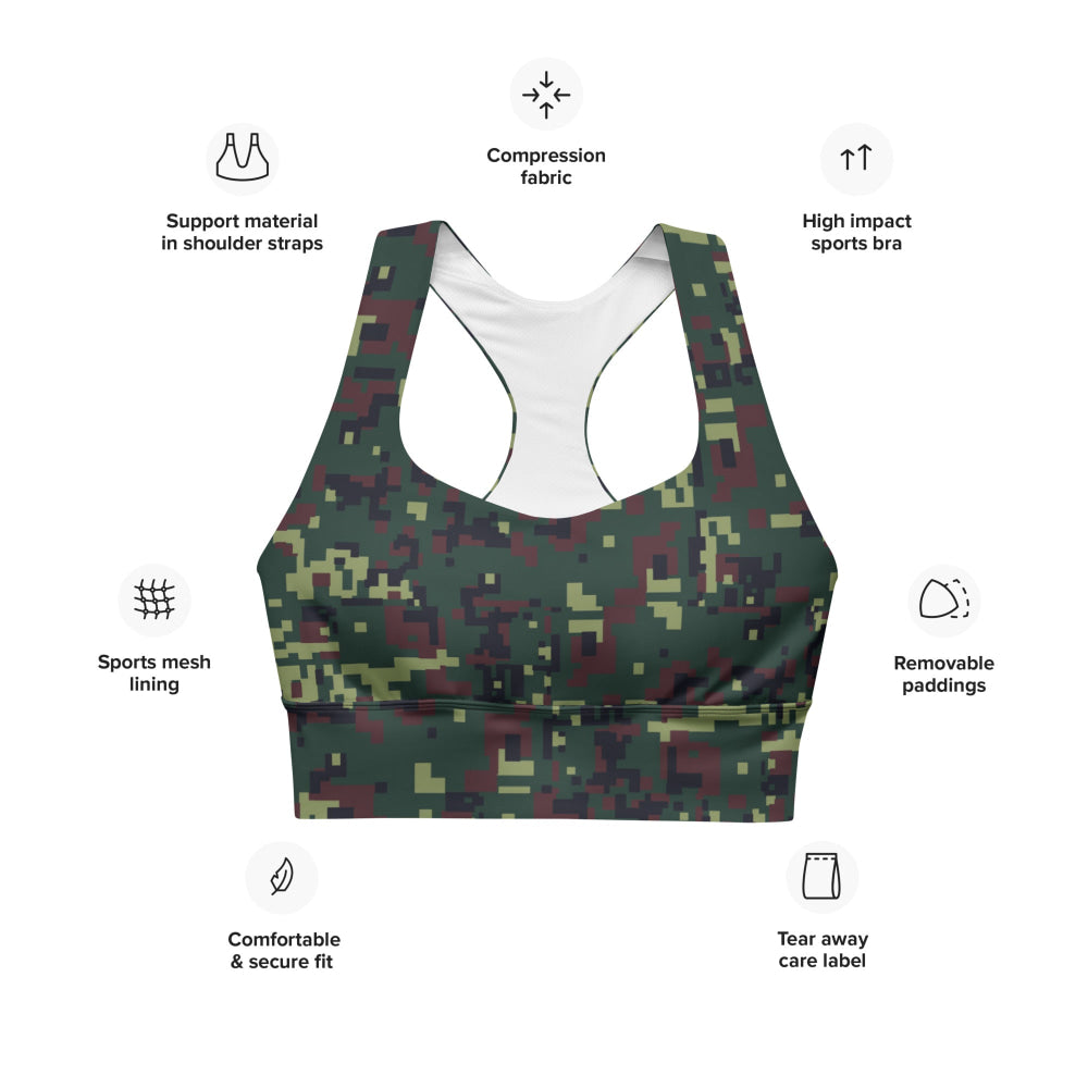 Vietnamese K18 Woodland Digital CAMO Longline sports bra - Womens Sports Bra