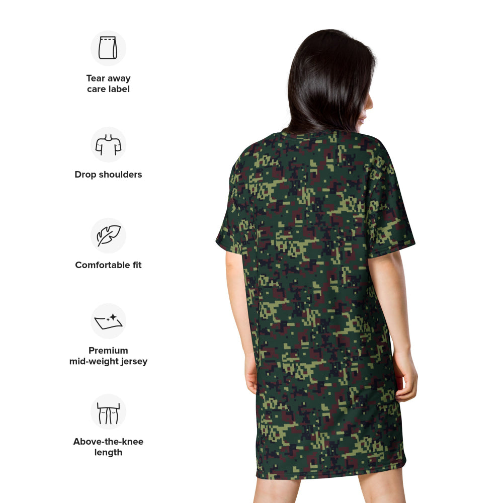 Vietnamese K18 Woodland Digital CAMO T-shirt dress - Womens T-Shirt Dress