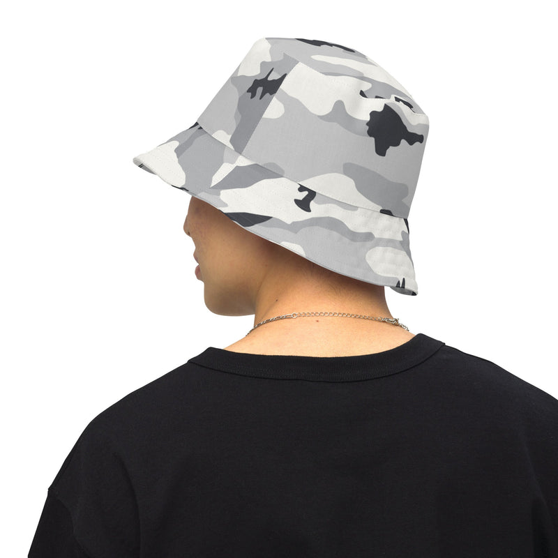 White Birch Monolith Winter CAMO Reversible Bucket Hat - Head