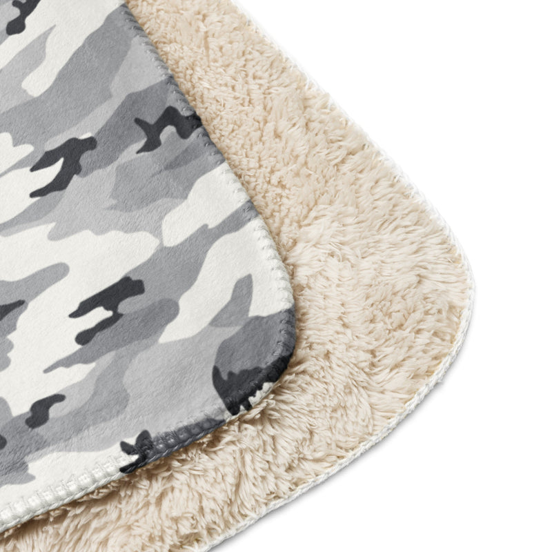 White Birch Monolith Winter CAMO Sherpa Blanket