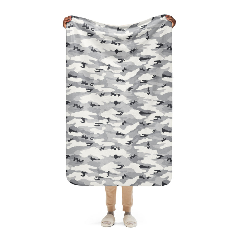 White Birch Monolith Winter CAMO Sherpa Blanket - 37″×57″
