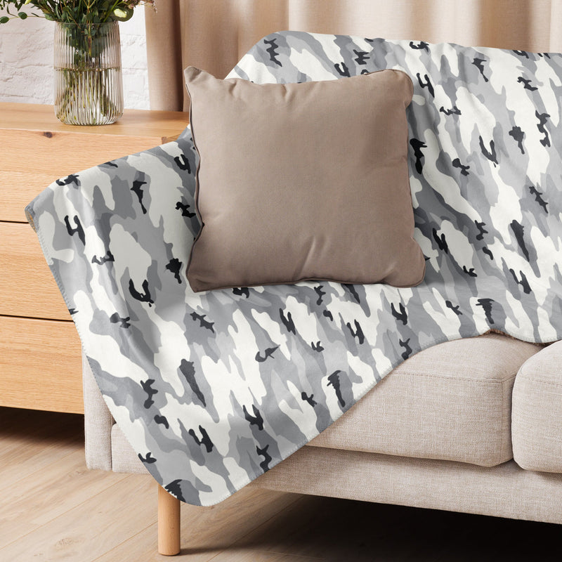 White Birch Monolith Winter CAMO Sherpa Blanket