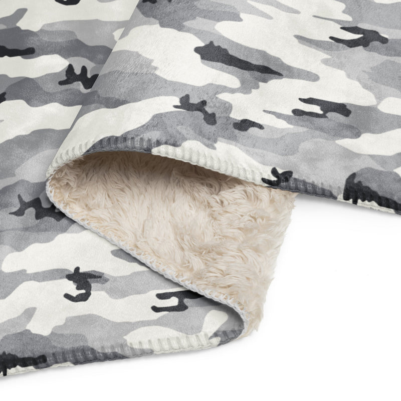 White Birch Monolith Winter CAMO Sherpa Blanket
