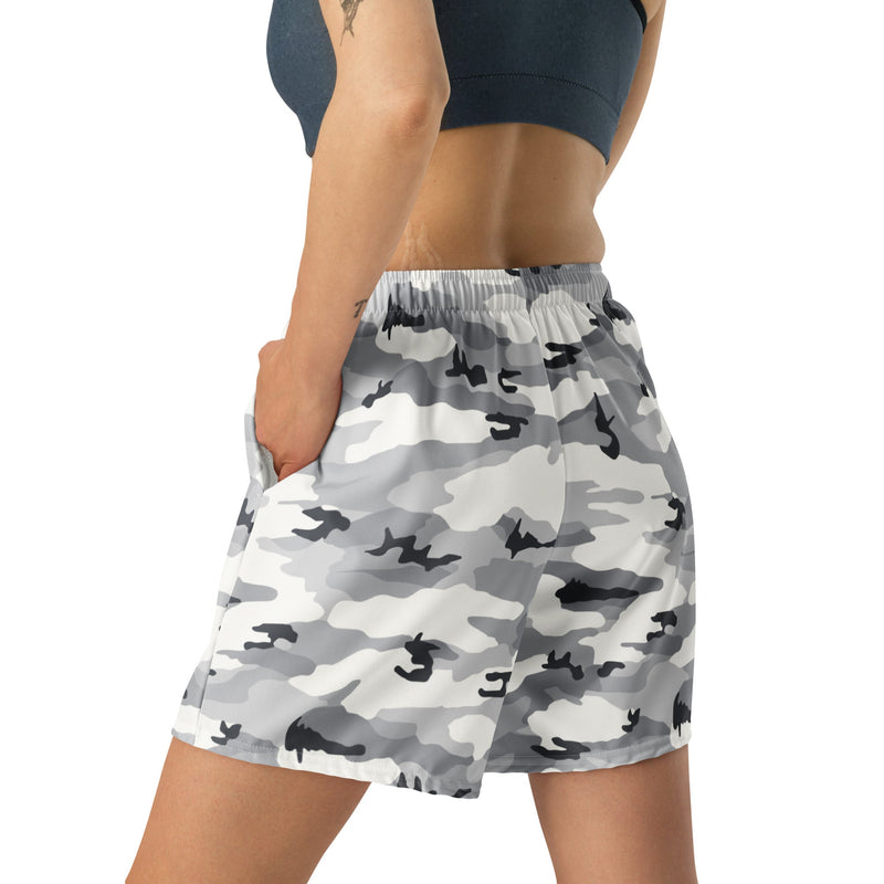 White Birch Monolith Winter CAMO Unisex Athletic Long Shorts